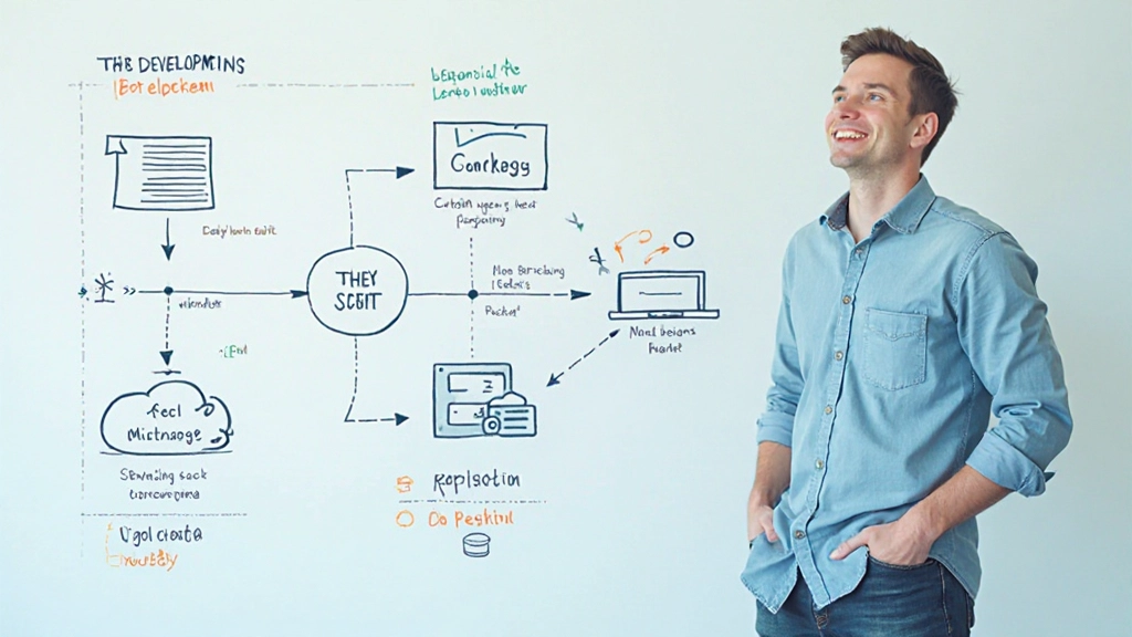 Visuele weergave van stap-voor-stap webontwikkelingproces met diagrammen en code voorbeelden